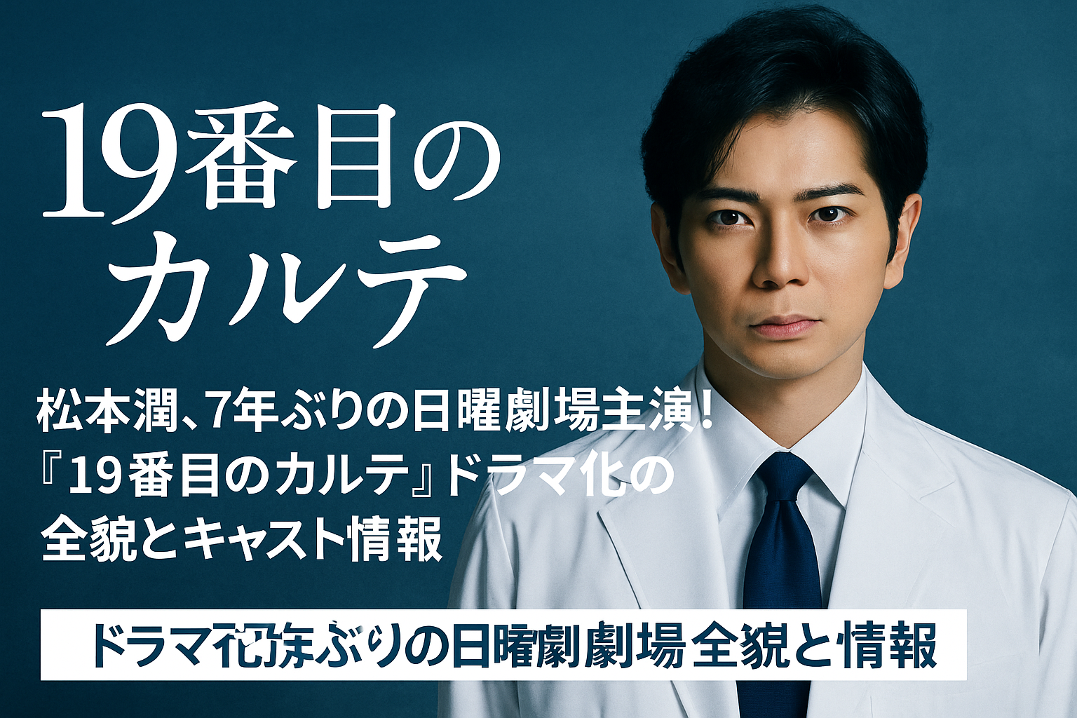 松本潤、7年ぶりの日曜劇場主演！『19番目のカルテ』ドラマ化の全貌とキャスト情報