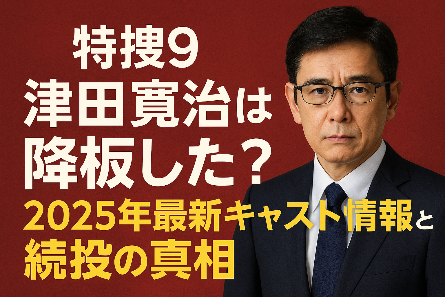 『特捜9』津田寛治は降板した？2025年最新キャスト情報と続投の真相