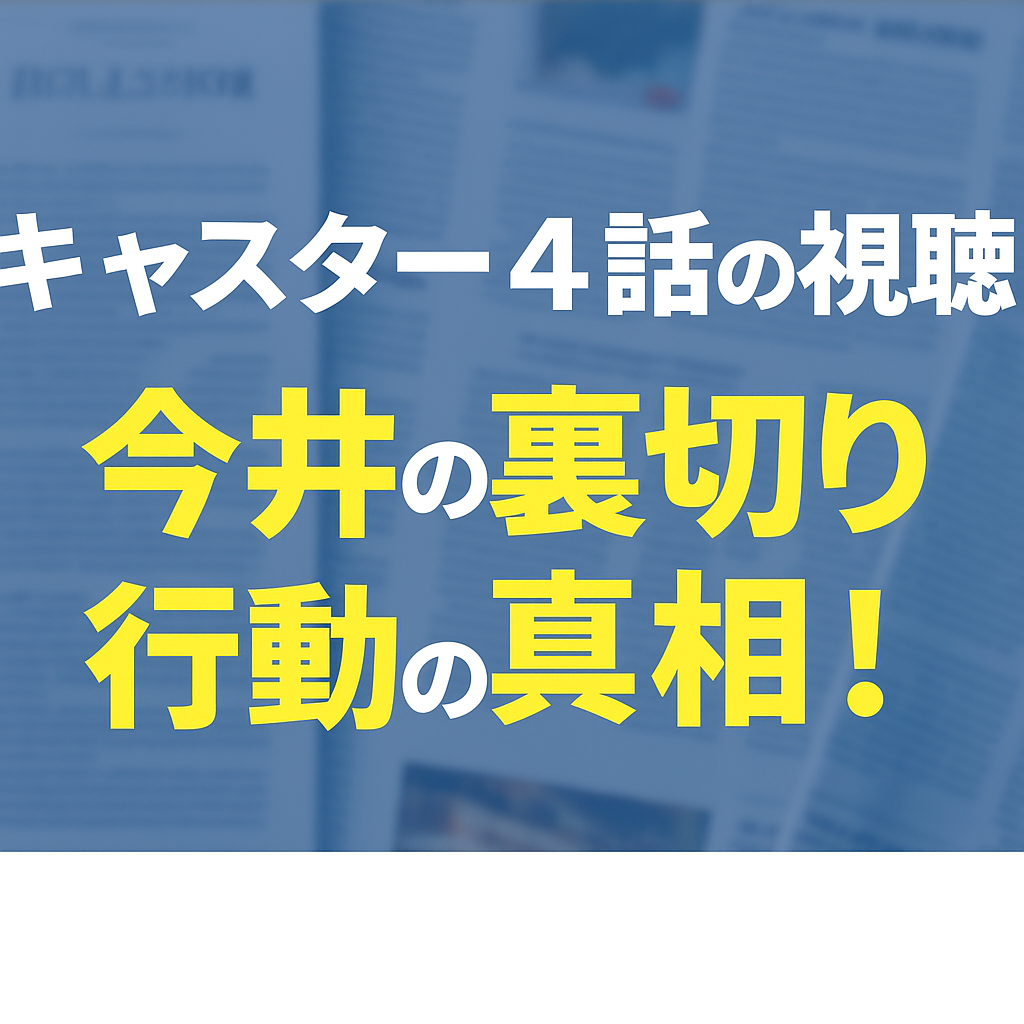 キャスター4話の視聴率と今井の裏切り行動の真相！
