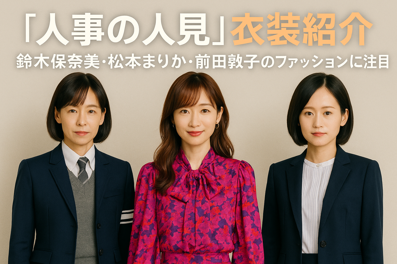 『人事の人見』衣装紹介｜鈴木保奈美・松本まりか・前田敦子の魅せるドラマファッション！