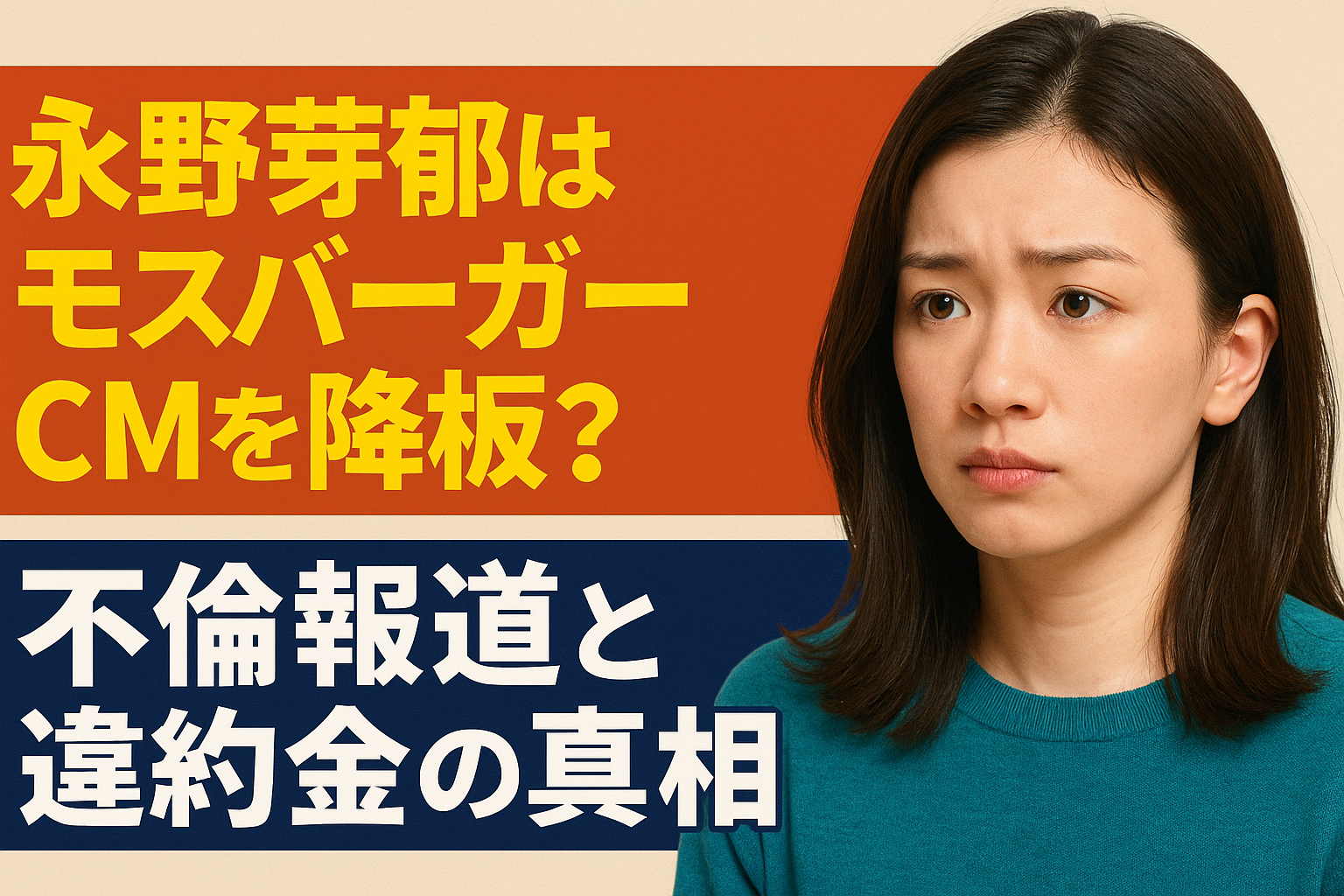 永野芽郁がモスバーガーCMを降板？不倫報道と違約金の真相