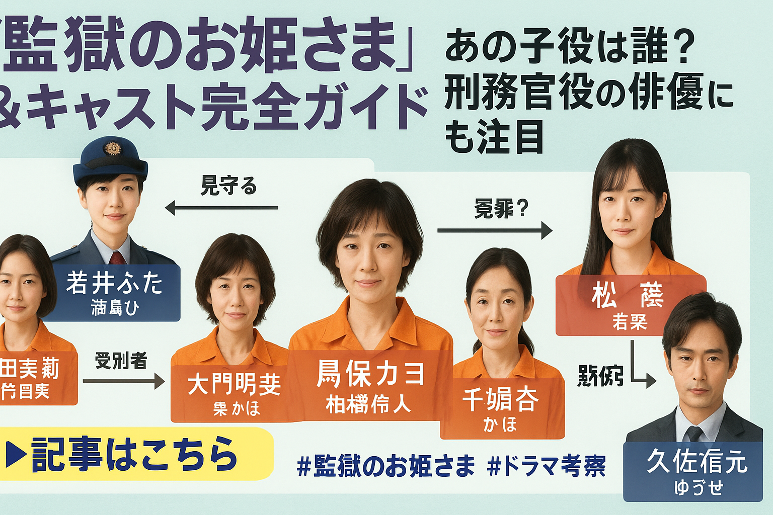 「監獄のお姫さま」相関図＆キャスト解説｜あの子役は誰？ 刑務官役の俳優にも注目