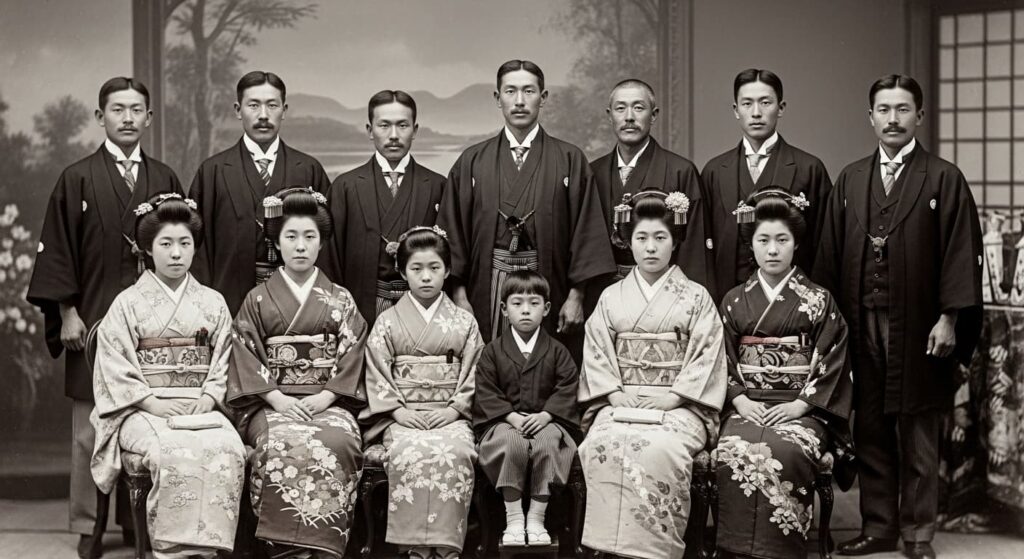 明治時代 和装 ポートレート 集合写真 家族構成
