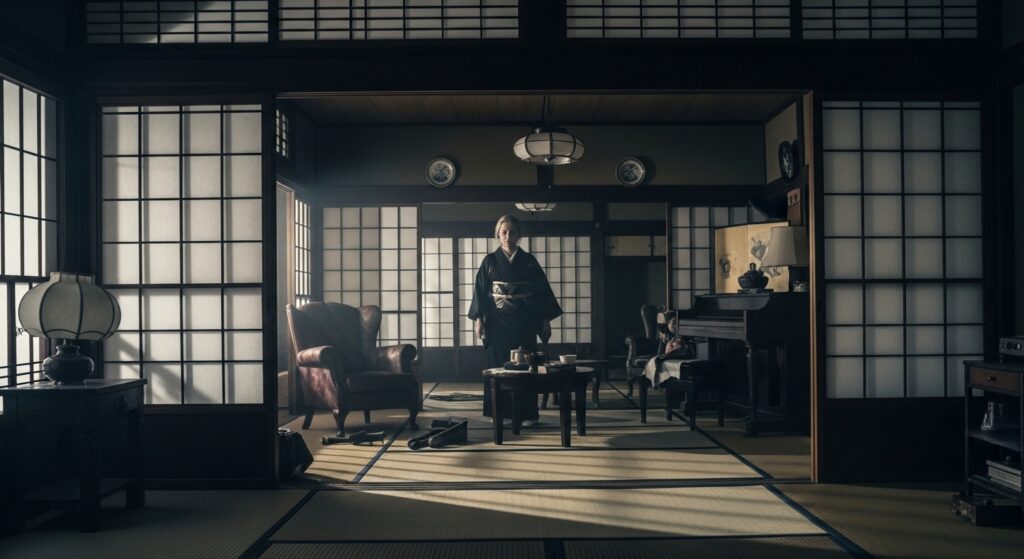 障子越し 影 怪談 異国の人物 和洋混在 明治の部屋